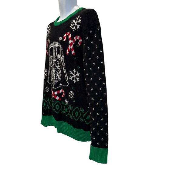 Star Wars Darth Vader Sweater Mens XL Ugly Christmas Holiday Candy Canes Black - Picture 5 of 9